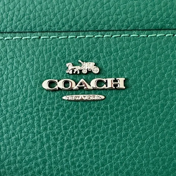 Coach Emerald Leather Wristlet with Silver Accents - Picture 5 of 5